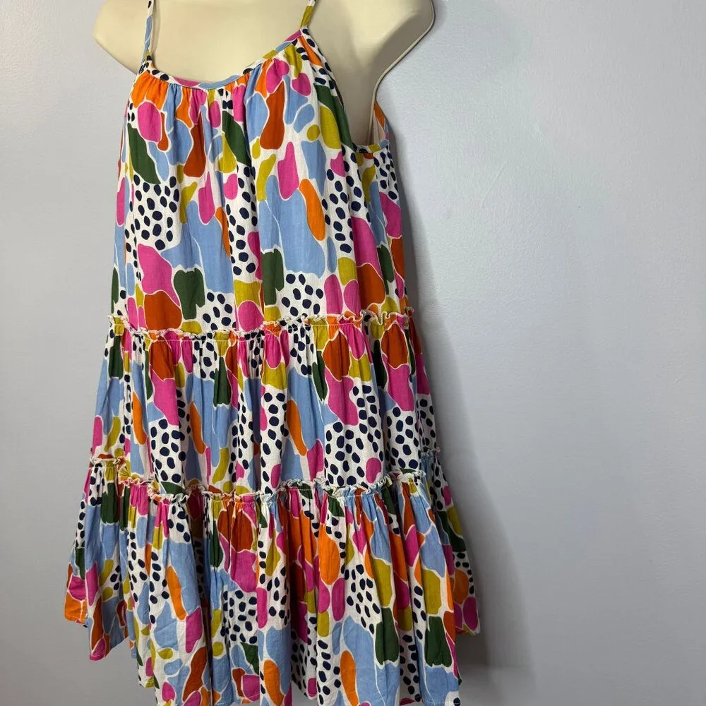 THML Spotted Multi Print Swim Sundress Adjustable Strap Beach Vacation Sz. XS - Picture 10 of 13